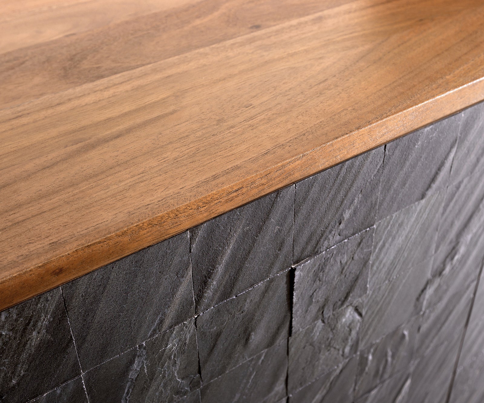 TV Stand Teele 200cm Acacia Wood Natural And Slate 4 Doors