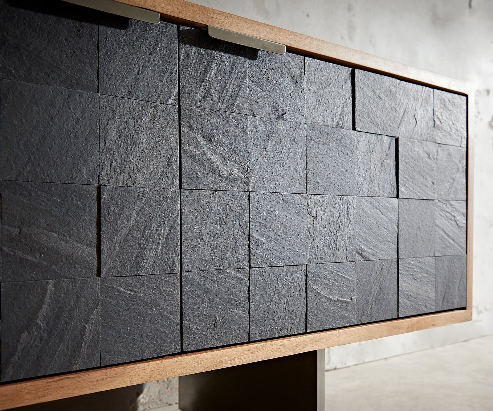 TV Stand Teele 240cm Acacia Wood Natural And Slate 4 Doors