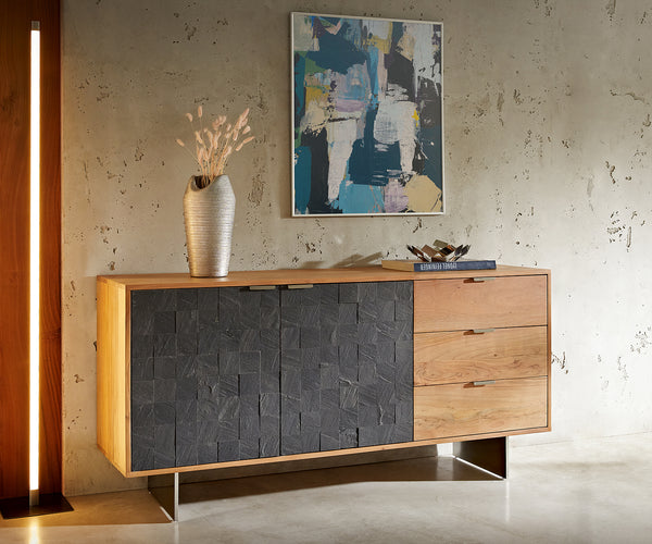 Sideboard Teele 147-175 cm Acacia Wood Natural & Slate