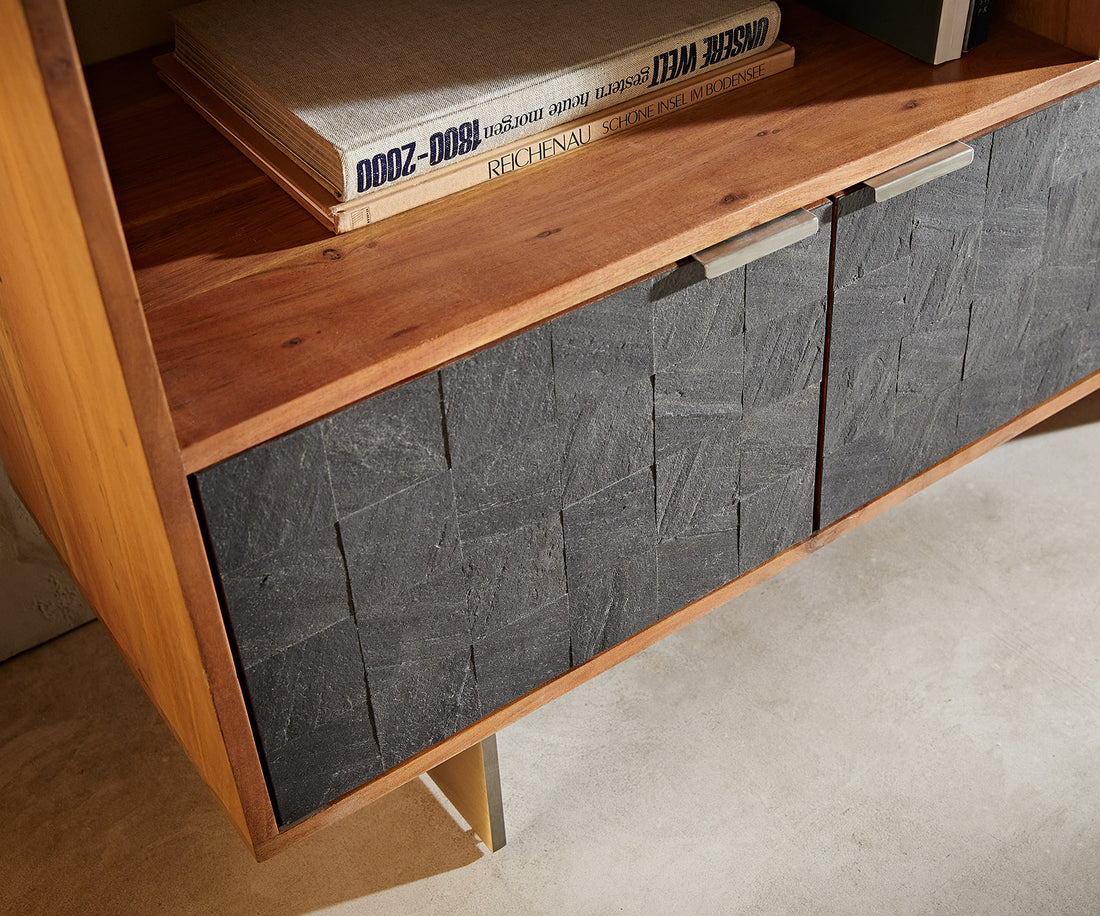 Display Cabinet Teele 90x130cm Acacia Wood Natural