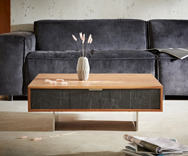 Coffee Table Teele 80cm Acacia Wood Natural And Slate