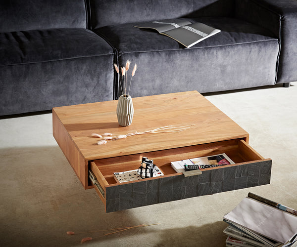 Coffee Table Teele 80cm Acacia Wood Natural And Slate