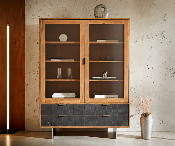 Display Cabinet Teele 115x150cm Acacia Wood Natural