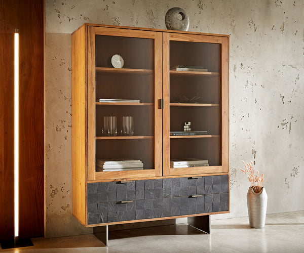 Display Cabinet Teele 115X150 cm Acacia Wood Natural