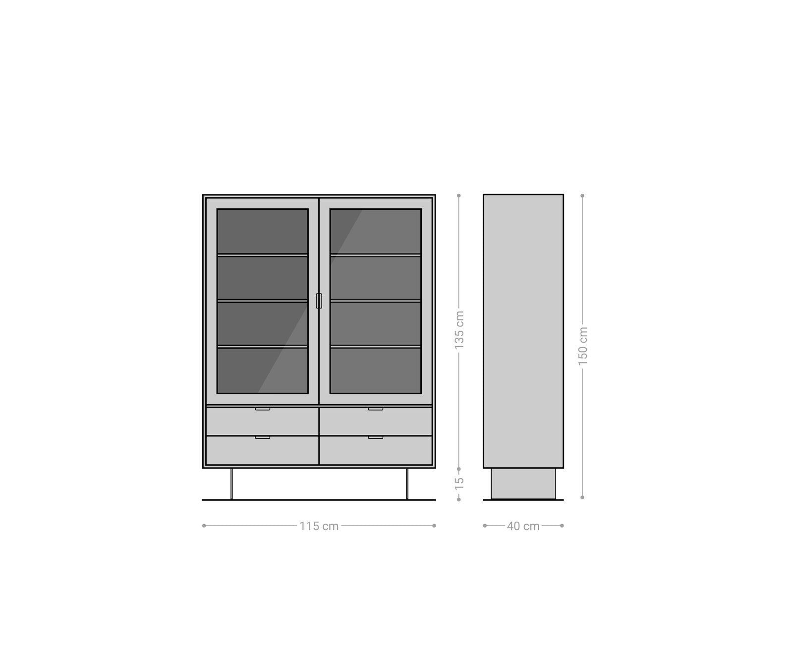 Display Cabinet Teele 115x150cm Acacia Wood Natural