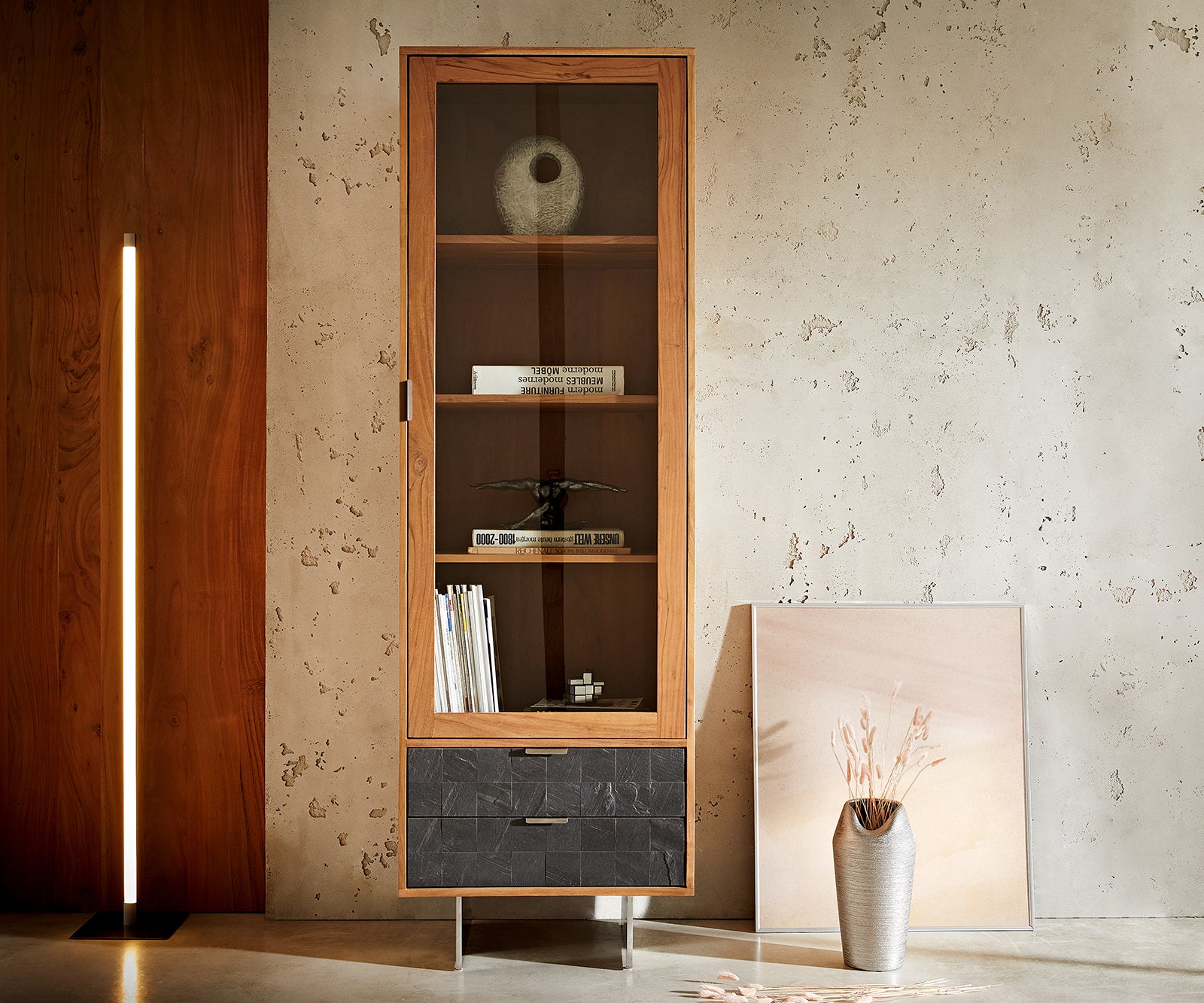 Display Cabinet Teele 60x180cm Acacia Wood Natural
