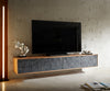 Floating TV Stand Teele 200cm Acacia Wood Natural And Slate 4 Doors