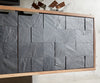 Floating TV Stand Teele 200cm Acacia Wood Natural And Slate 4 Doors