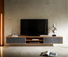 Floating TV Stand Teele 200-240 cm Acacia Wood Natural And Slate 4 Doors