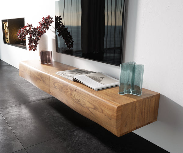 Floating TV Stand New Live-Edge 175cm 4 Doors Acacia Wood Natural