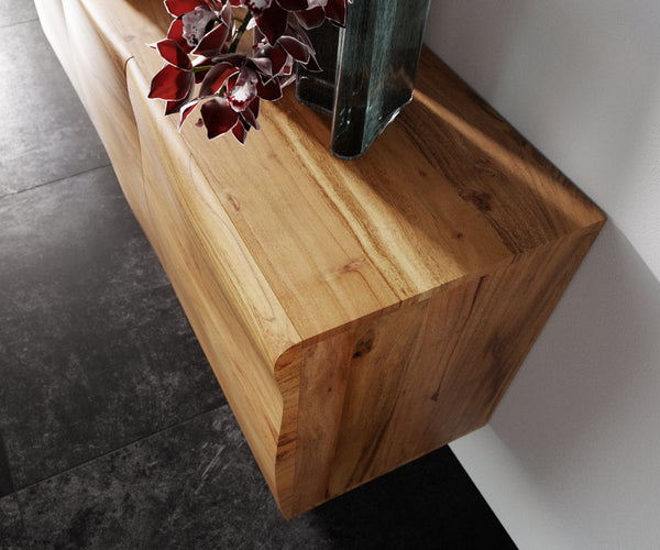 Floating Sideboard New Live-Edge 145cm 3 Doors Acacia Wood Natural