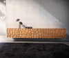 Floating TV Stand Solu 260cm Acacia Wood Natural 2 Doors 6 Drawers 3D Front