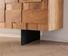 TV Stand Puzzle 175cm Acacia Wood Natural 4 Doors Narrow Feet Black