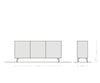 Sideboard Puzzle 175cm Acacia Wood Natural 3 Doors Angled Feet Silver