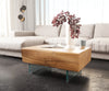Coffee Table New Live-Edge 80x60cm 2 Drawers Acacia Wood Natural Glass Base