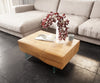Coffee Table New Live-Edge 80x60cm 2 Drawers Acacia Wood Natural Glass Base