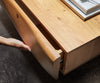 Coffee Table New Live-Edge 115x60cm 2 Drawers 1 Compartment Acacia Wood Natural Glass Base