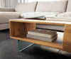Coffee Table New Live-Edge 115x60cm 2 Drawers 1 Compartment Acacia Wood Natural Glass Base