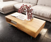 Coffee Table New Live-Edge 115x60cm 2 Drawers 1 Compartment Acacia Wood Natural Glass Base