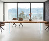 Dining Table Olympus Live Edge 260cm Acacia Wood Natural Glass Frame 55mm Top