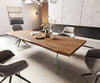 Dining Table Olympus Live Edge Acacia Wood Brown Glass Frame 180-300cm