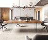 Dining Table Olympus Live Edge Acacia Wood Brown Glass Frame 180-300cm