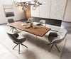 Dining Table Olympus Live Edge Acacia Wood Brown Glass Frame 180-300cm