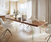 Dining Table Olympus Live Edge Acacia Wood Brown Glass Frame 180-300cm