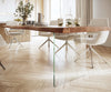 Dining Table Olympus Live Edge 300cm Acacia Wood Brown Glass Frame 55mm Top