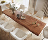 Dining Table Olympus Live Edge 300cm Acacia Wood Brown Glass Frame 55mm Top