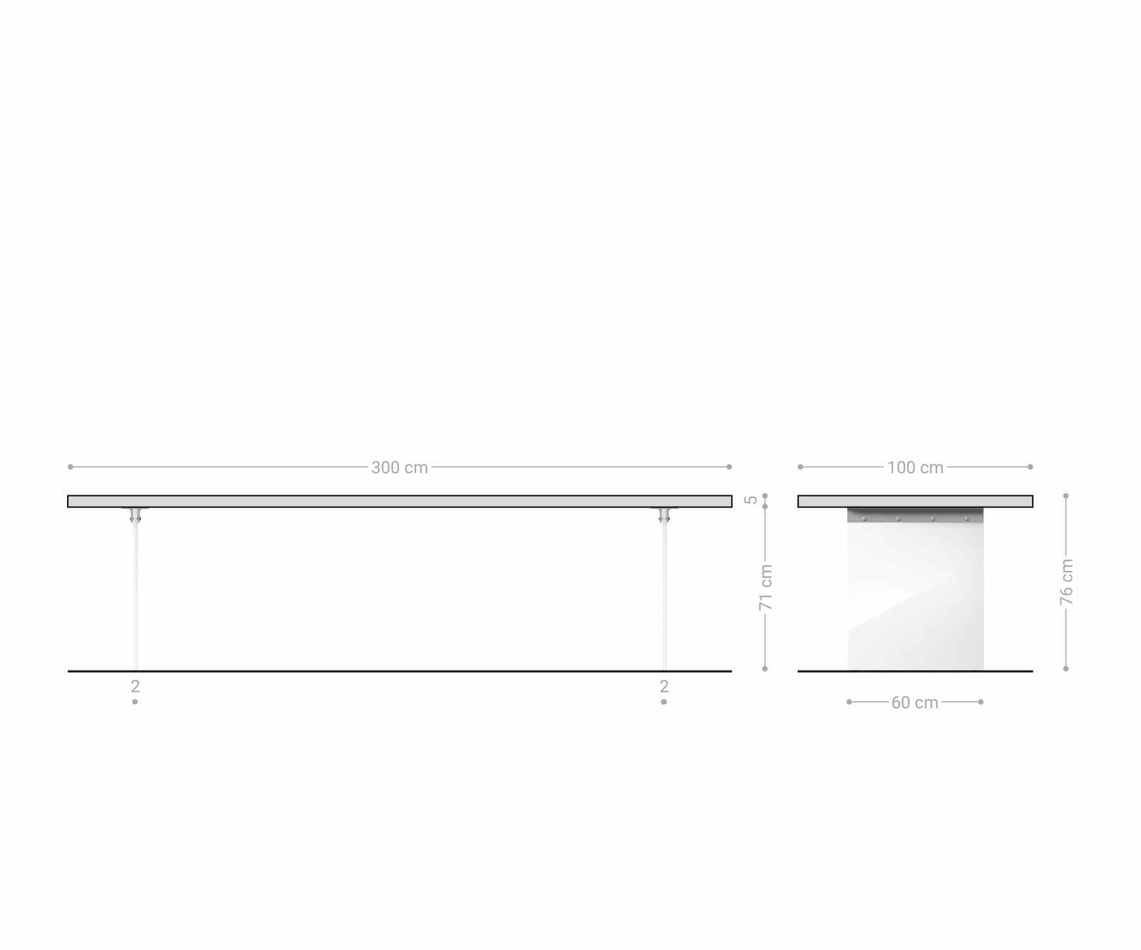 Dining Table Olympus Live Edge 300cm Acacia Wood Brown Glass Frame 55mm Top