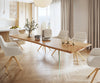 Dining Table Olympus Live Edge Acacia Wood Natural Glass Frame 140-300cm