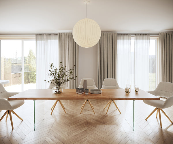 Dining Table Olympus Live Edge Acacia Wood Natural Glass Frame 140-300cm