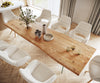 Dining Table Olympus Live Edge Acacia Wood Natural Glass Frame 140-300cm