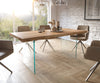 Dining Table Olympus Live Edge Acacia Wood Natural Glass Frame 140-300cm