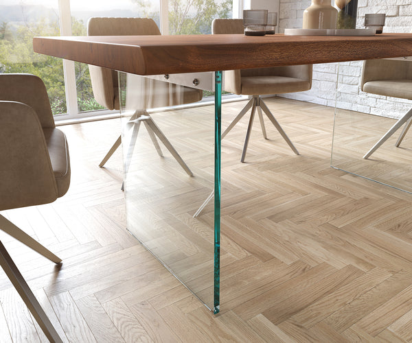 Dining Table Olympus Live Edge 180cm Acacia Wood Brown Glass Frame 55mm Top