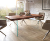 Dining Table Olympus Live Edge Acacia Wood Brown Glass Frame 180-300cm