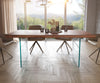 Dining Table Olympus Live Edge 180cm Acacia Wood Brown Glass Frame 55mm Top