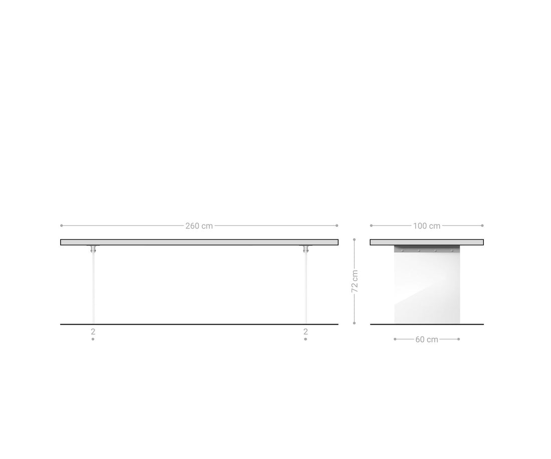 Dining Table Olympus Live Edge 260cm Oak Wood Natural Glass Frame 32mm Top