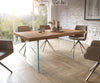 Dining Table Olympus Live Edge Acacia Wood Natural Glass Frame 140-300cm