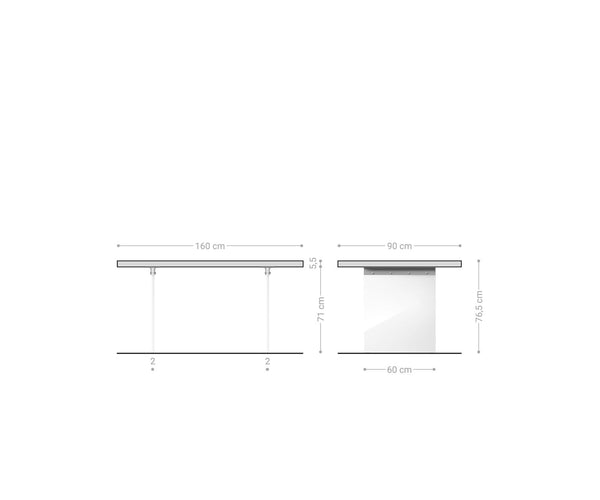 Dining Table Olympus Live Edge 160cm Acacia Wood Natural Glass Frame 55mm Top