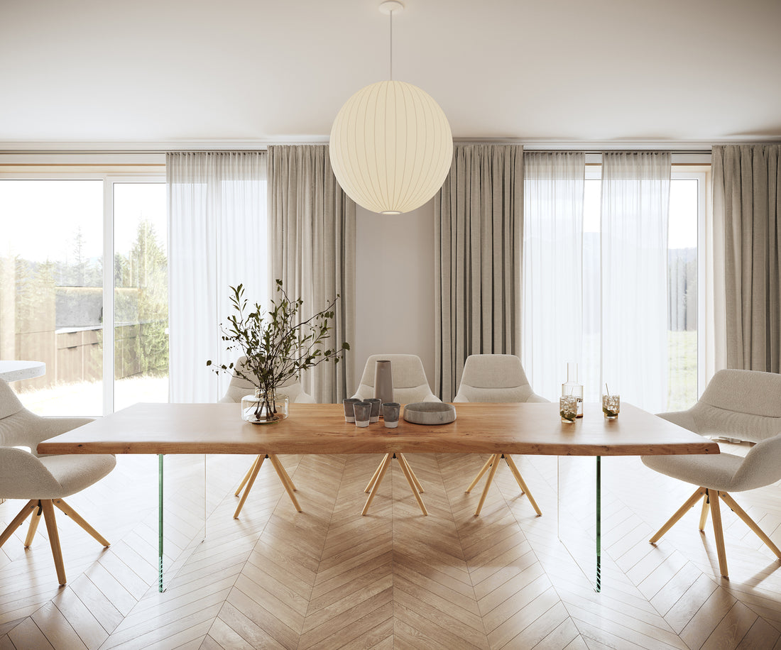 Dining Table Olympus Live Edge 280cm Acacia Wood Natural Glass Frame 55mm Top