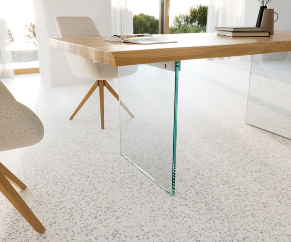 Dining Table Olympus Live Edge 200cm Oak Wood Natural Glass Frame 50mm Top