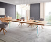 Dining Table Olympus 300x100cm Oak Wood Natural Glass Frame
