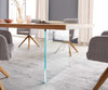 Dining Table Olympus 300x100cm Oak Wood Natural Glass Frame