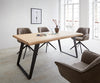 Dining Table Olympus Live Edge Oak Wood Natural Slanted Frame Black 160-300cm