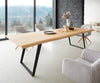 Dining Table Olympus Live Edge Oak Wood Natural Slanted Frame Black 160-300cm