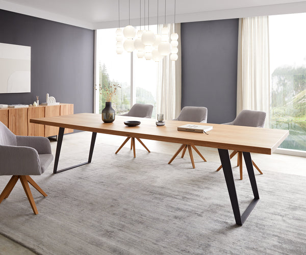 Dining Table Olympus 300x100cm Oak Wood Natural Slanted Frame Black