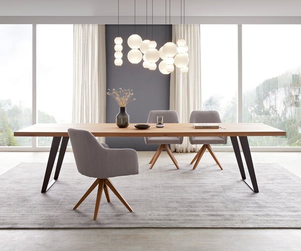 Dining Table Olympus 300x100cm Oak Wood Natural Slanted Frame Black