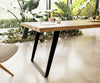 Dining Table Olympus Live Edge Oak Wood Natural Slanted Frame Black 160-300cm